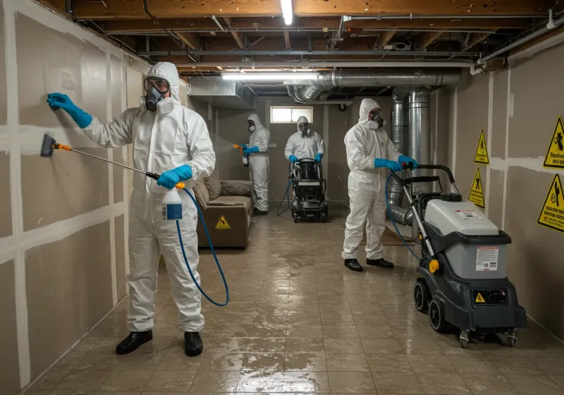 Basement Moisture Removal and Structural Drying process in Brookside, AL